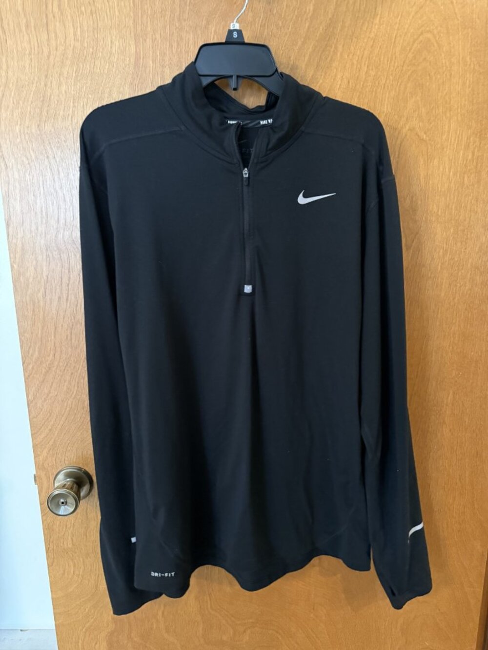 Nike Dri-FIT Pullover Mens Large Black Long Sleeve Quarter Zip Running Top